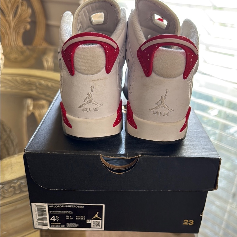 Jordan 6 Kids Sneakers - White and Red - Picture 2 of 11